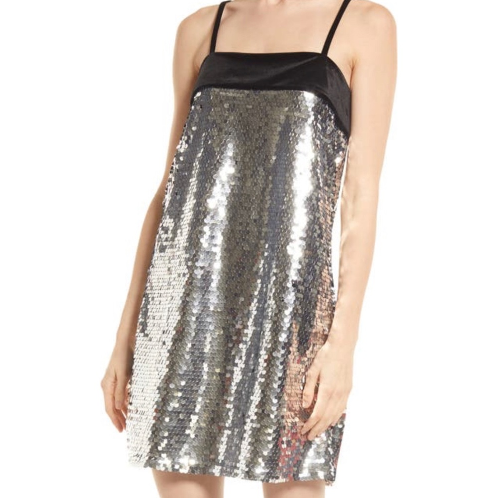Open Edit Sequin Shift Dress